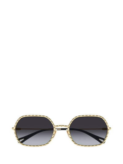 Shop Chloé Eyewear Rectangular Frame Sunglasses In Gold