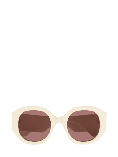 Shop Chloé Eyewear Round Frame Sunglasses In White