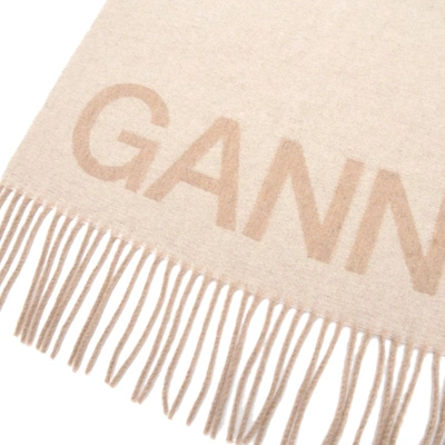 Shop Ganni Fringed Wool Scarf In 135