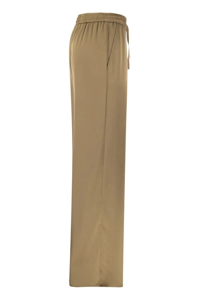 Shop Herno Casual Satin Trousers In Sand