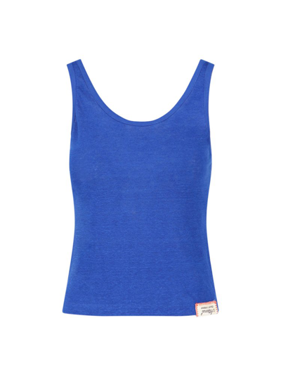 Shop Golden Goose Deluxe Brand Logo Patch Tank Top In Blue
