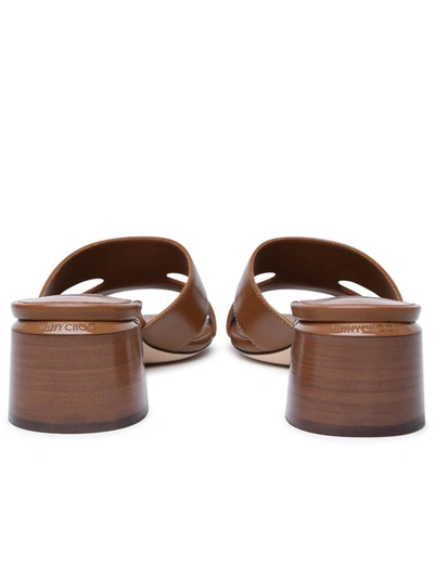 Shop Jimmy Choo 'ellison Mule 45' Brown Leather Sandals