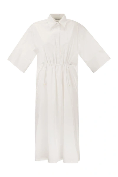 Shop Max Mara Eulalia - Long Cotton And Silk Chemisier Dress In White