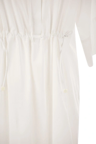 Shop Max Mara Eulalia - Long Cotton And Silk Chemisier Dress In White
