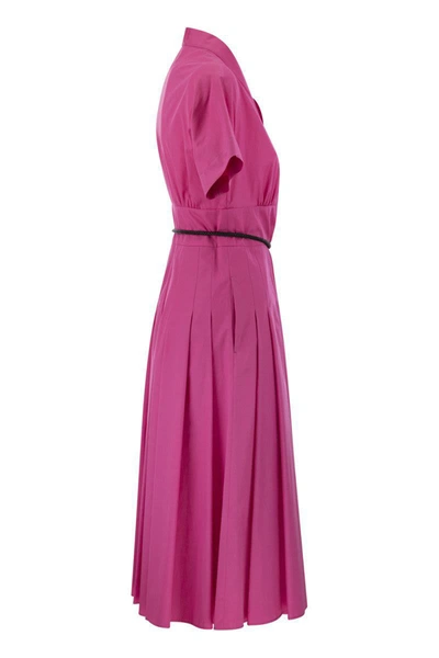 Shop Max Mara Studio Alatri - Crossed Poplin Dress In Fuchsia