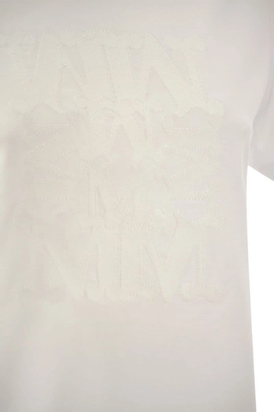 Shop Max Mara Taverna - Cotton T-shirt With Frontal Embroidery In White