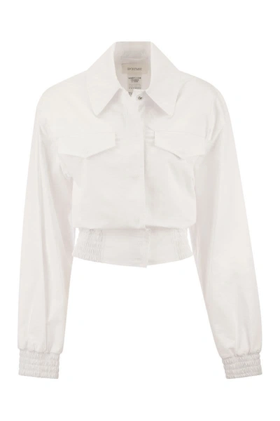 Shop Sportmax Gala - Bomber Style Boxy Shirt In White