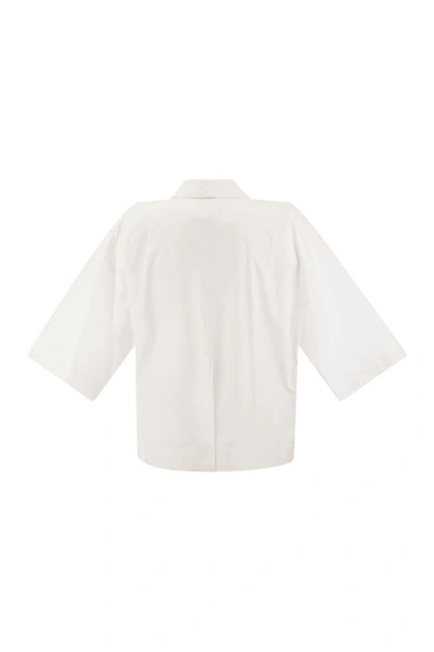 Shop Sportmax Words - Soft Cotton Poplin Shirt In White