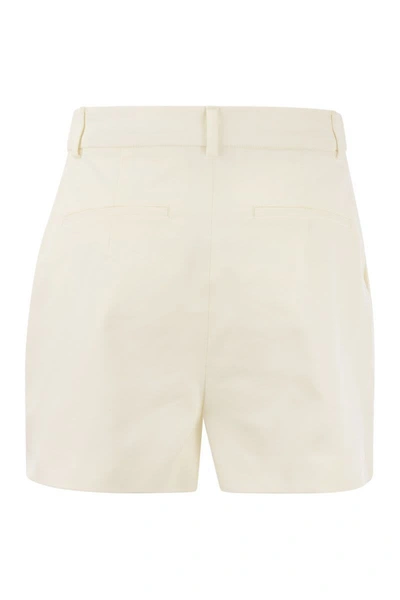 Shop Sportmax Unico - Washed Cotton Shorts In Milk