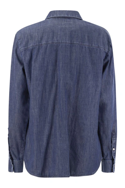 Shop Weekend Max Mara Ofride - Cotton Denim Shirt In Medium Denim