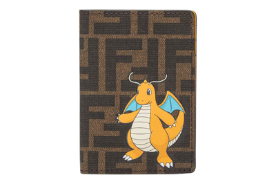 Pre-owned Fendi X Frgmt X Pokemon Ff Fabric Card Holder Brown