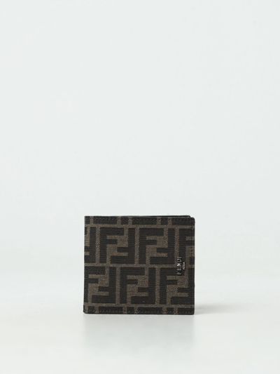 Fendi Ff Jacquard Fabric Bi-fold Wallet Accessories In Brown