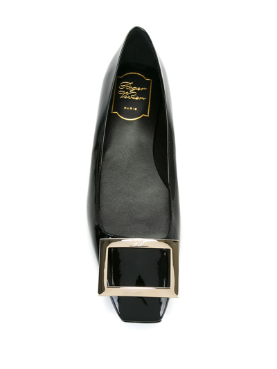 Shop Roger Vivier Trompette Leather Ballet Flats In Black