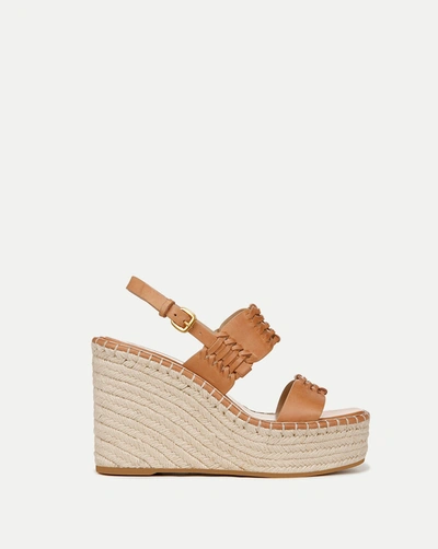 Veronica Beard Riya Woven Leather Wedge Espadrilles In Natural