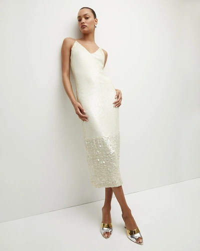 Shop Veronica Beard Perla Sequin Dress In Iridescent Off-white