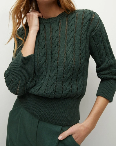 Shop Veronica Beard Eleanor Cable-knit Sweater In Green