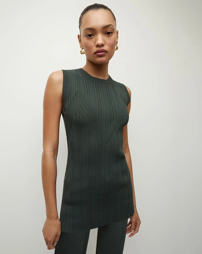 Shop Veronica Beard Semma Ribbed Tank In Forest Green