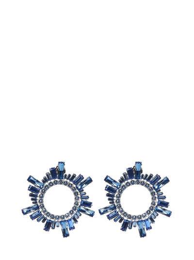 Shop Amina Muaddi Begum Embellished Mini Earrings In Blue