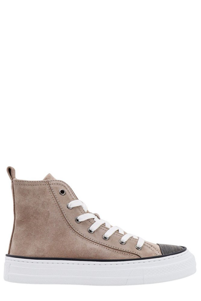 Shop Brunello Cucinelli Embellished High In Brown