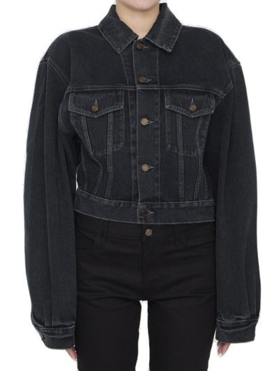 Shop Saint Laurent 80's Denim Jacket In Black