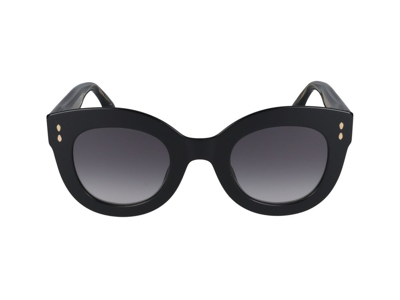 Shop Isabel Marant Oval Frame Sunglasses In Black