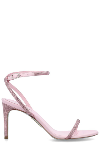 Shop René Caovilla Rene Caovilla Ellabrita Ankle Strap Embellished Sandals In Pink