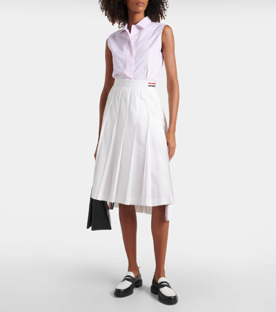 Shop Thom Browne Sleeveless Cotton Shirt In Pink