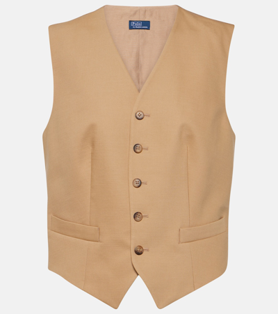 Shop Polo Ralph Lauren Cotton And Wool Vest In Beige