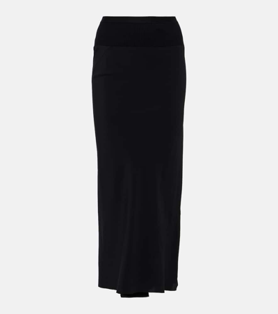 Shop Rick Owens Jersey Midi Skirt In Black