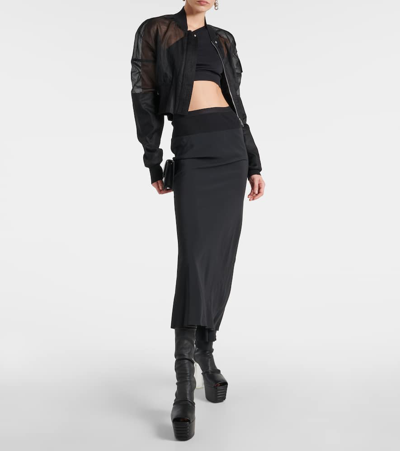 Shop Rick Owens Jersey Midi Skirt In Black