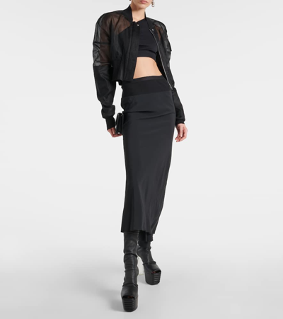 Rick Owens Jersey Midi Skirt In Black