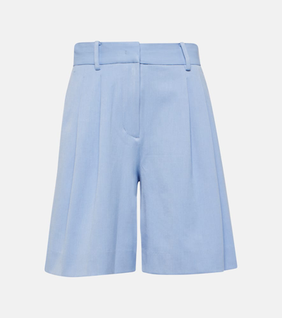Shop Staud Long Luisa Bermuda Shorts In Blue