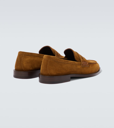 Manolo Blahnik Perry Suede Penny Loafers In Brown