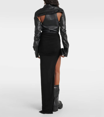 Shop Rick Owens Edfu Ruched Maxi Skirt In Black