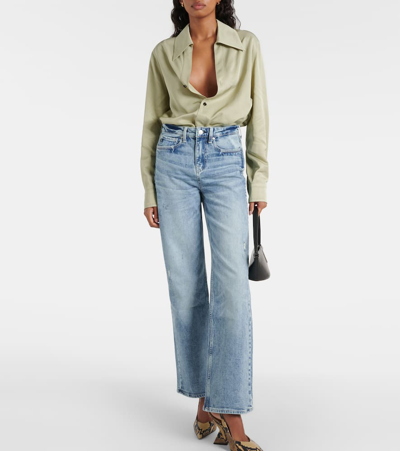 Shop Ag New Alexxis High-rise Wide-leg Jeans In Blue