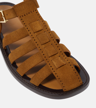 Shop The Row Pablo Suede Fisherman Sandals In Brown