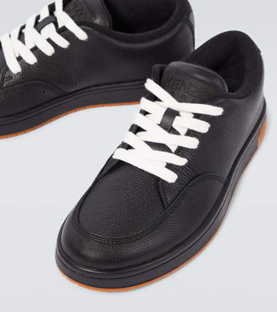 Shop Kenzo Dome Leather Sneakers In Black