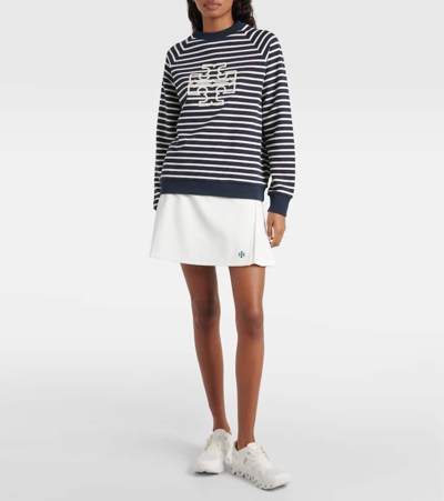 Shop Tory Sport Striped Cotton Terry Sweatshirt In Multicoloured