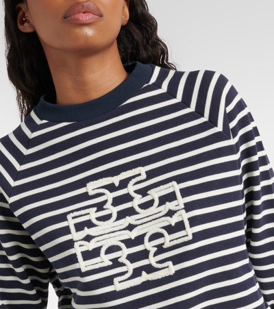 Shop Tory Sport Striped Cotton Terry Sweatshirt In Multicoloured