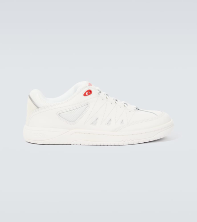 Shop Kenzo Pxt Leather Sneakers In White