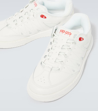 Shop Kenzo Pxt Leather Sneakers In White