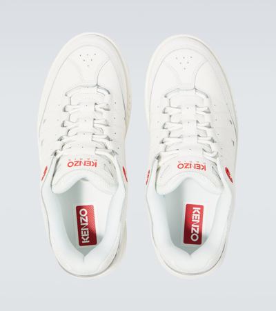 Shop Kenzo Pxt Leather Sneakers In White