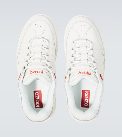 Kenzo Pxt Leather Sneakers In White