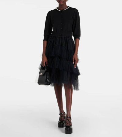 Shop Simone Rocha Beaded Wool And Silk Cardigan In Black