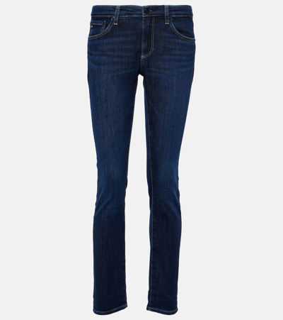 Shop Ag Prima Mid-rise Skinny Jeans In Blue