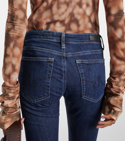 Ag Prima Mid Rise Distressed Crop Cigarette Jeans In Blue
