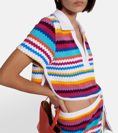 Shop Missoni Zig Zag Cotton-blend Crop Top In Multicoloured