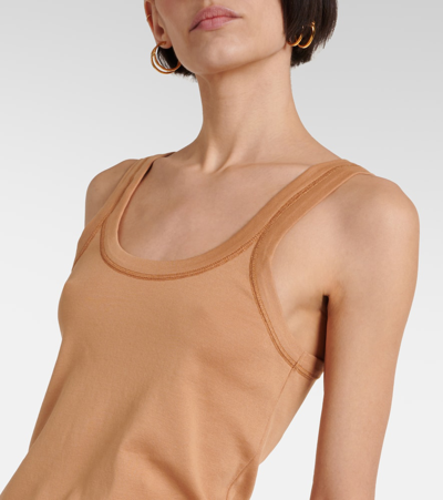 Shop Lemaire Ribbed-knit Cotton Jersey Tank Top In Orange