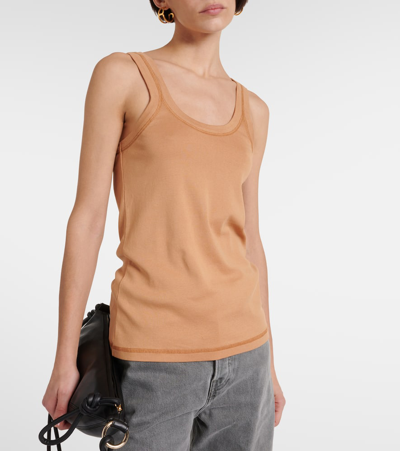 Shop Lemaire Ribbed-knit Cotton Jersey Tank Top In Orange