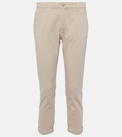 Shop Ag Caden Mid-rise Twill Tapered Pants In Beige